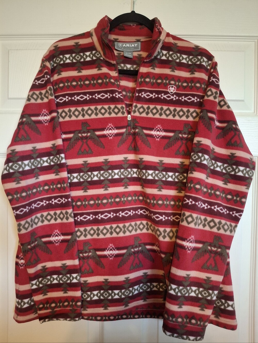 ARIAT Red and Brown Southwestern Fleece Quarter-Zip